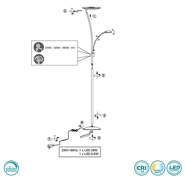 Φωτιστικό Δαπέδου Trio Lighting Granby 424310204 Μπρούτζινο Αντικέ