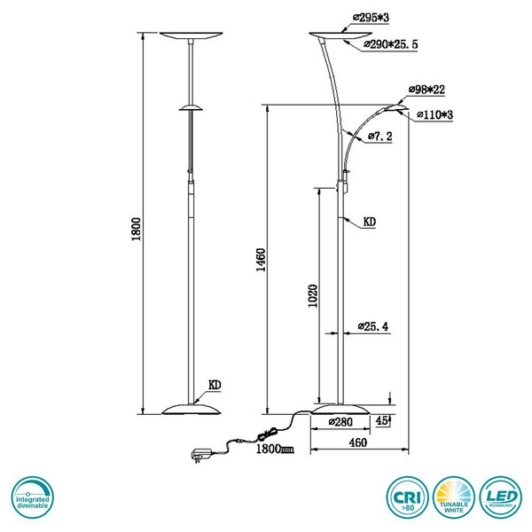 Φωτιστικό Δαπέδου Trio Lighting Granby 424310204 Μπρούτζινο Αντικέ