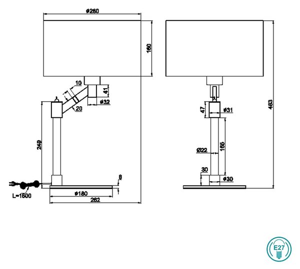 Λάμπα Επιτραπέζια Trio Lighting Cassio 514400132 Μαύρο Ματ