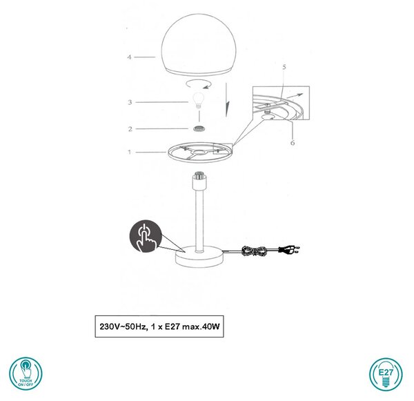 Λάμπα Επιτραπέζια Trio Lighting Joost 592300107 Νίκελ Ματ