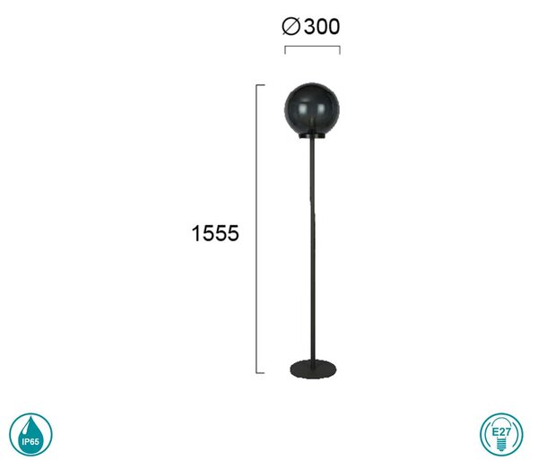 Φωτιστικό Δαπέδου Εξωτερικού Χώρου Viokef Smoke 4286300 Μαύρο