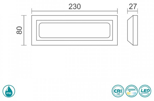 Απλίκα Εξωτερικού Χώρου LED SpotLight 7789 Μαύρη (3000K)