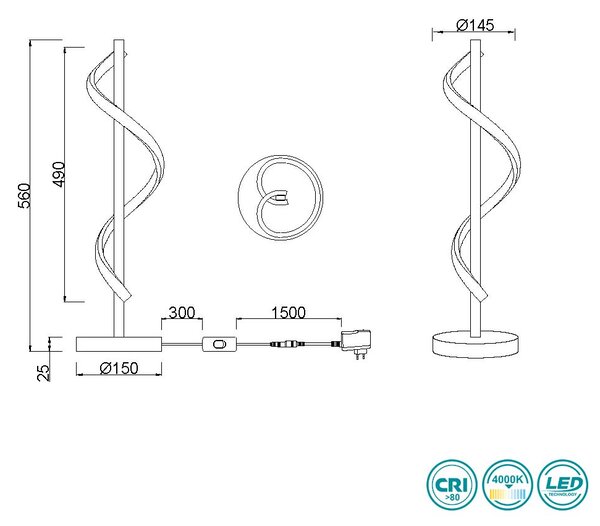 Λάμπα Επιτραπέζια RL Lighting Isabel R52201106 Χρώμιο (4000K)
