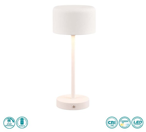 Φωτιστικό Επιτραπέζιο Επαναφορτιζόμενο RL Lighting Jeff R59151131 Λευκό Ματ