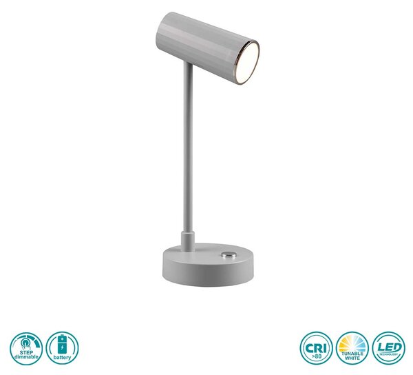 Φωτιστικό Επιτραπέζιο Επαναφορτιζόμενο RL Lighting Lenny R52661111 Γκρι