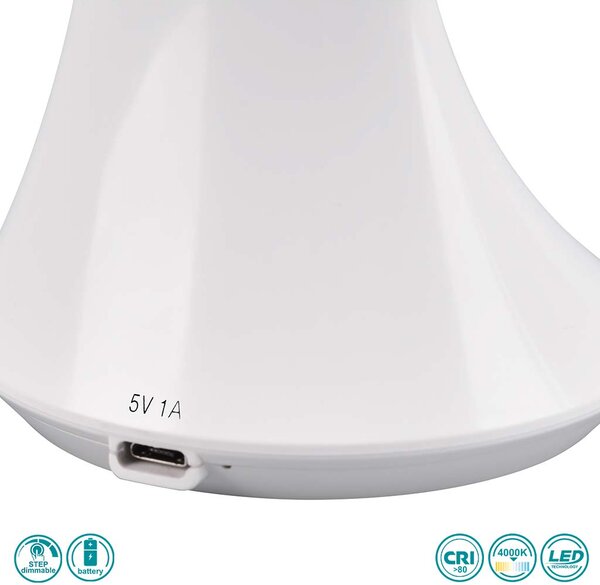 Φωτιστικό Γραφείου Επαναφορτιζόμενο RL Lighting Patty R52311101 Λευκό (4000K)