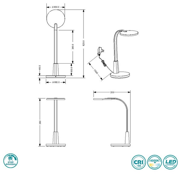 Φωτιστικό Γραφείου RL Lighting Sally R52671102 Μαύρο (4000K)