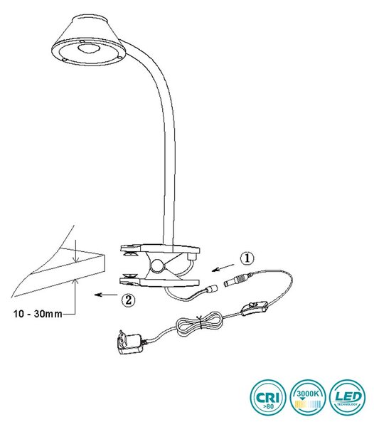 Φωτιστικό Clip-On RL Lighting Berry R22191287 Γκρι