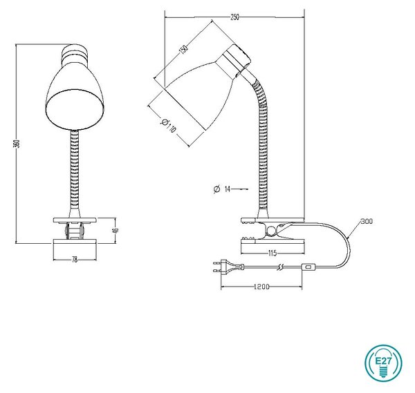 Φωτιστικό Clip-On RL Lighting Harvey R20731231 Λευκό Ματ