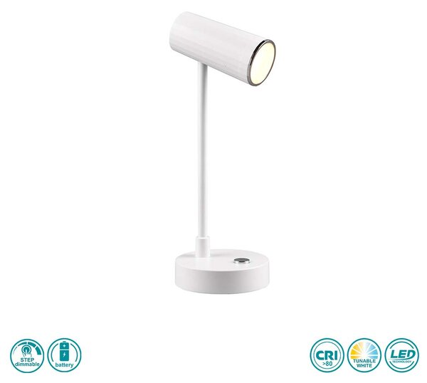 Φωτιστικό Επιτραπέζιο Επαναφορτιζόμενο RL Lighting Lenny R52661101 Λευκό