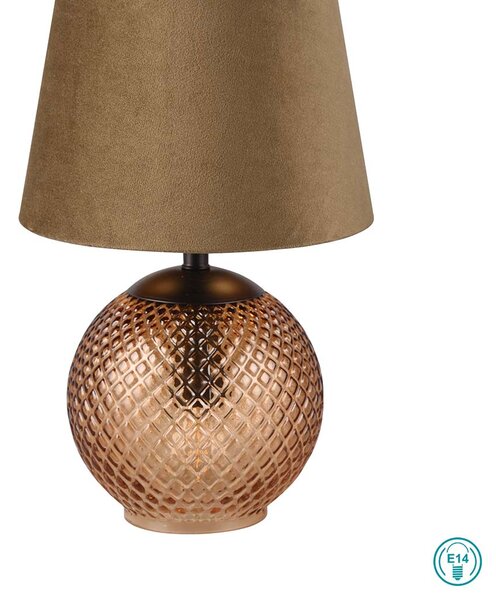 Πορτατίφ RL Lighting Jonna R51242013 Μελί με Καφέ Βελούδινο Αμπαζούρ