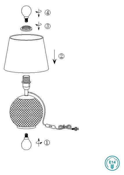 Πορτατίφ RL Lighting Jonna R51242013 Μελί με Καφέ Βελούδινο Αμπαζούρ