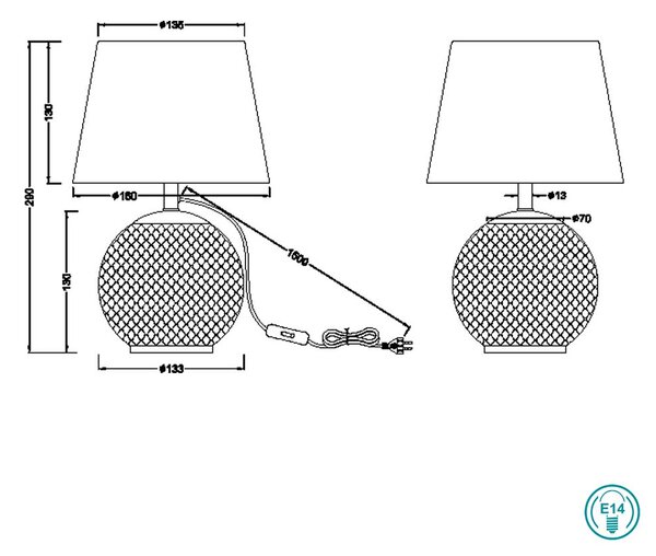 Πορτατίφ RL Lighting Jonna R51242054 Φυμέ με Γκρι Βελούδινο Αμπαζούρ