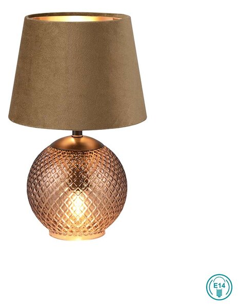 Πορτατίφ RL Lighting Jonna R51242013 Μελί με Καφέ Βελούδινο Αμπαζούρ