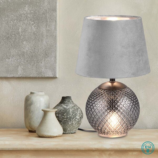 Πορτατίφ RL Lighting Jonna R51242054 Φυμέ με Γκρι Βελούδινο Αμπαζούρ