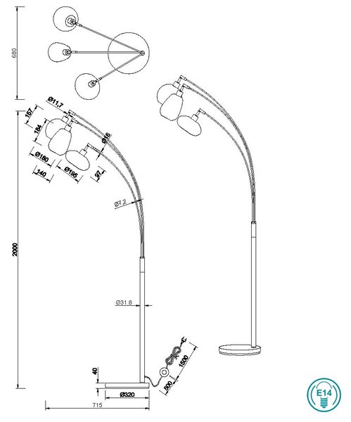 Φωτιστικό Δαπέδου Trio Lighting Lumina 417000332 Μαύρο Ματ