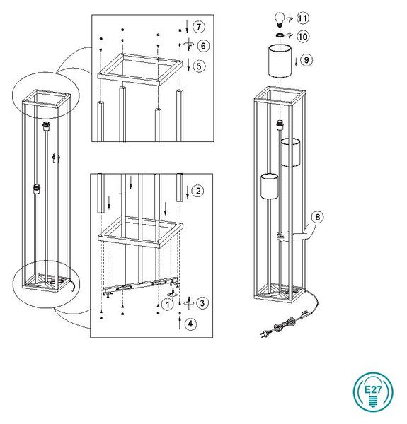 Φωτιστικό Δαπέδου Trio Lighting Ross 403100317 Μαύρο Ματ με Αμπαζούρ