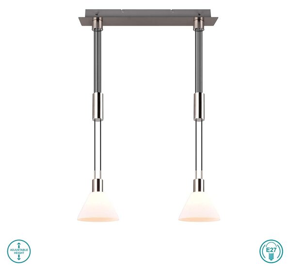 Φωτιστικό Κρεμαστό Trio Lighting Stanley 319500207 Νίκελ Ματ με Λευκό Γυαλί