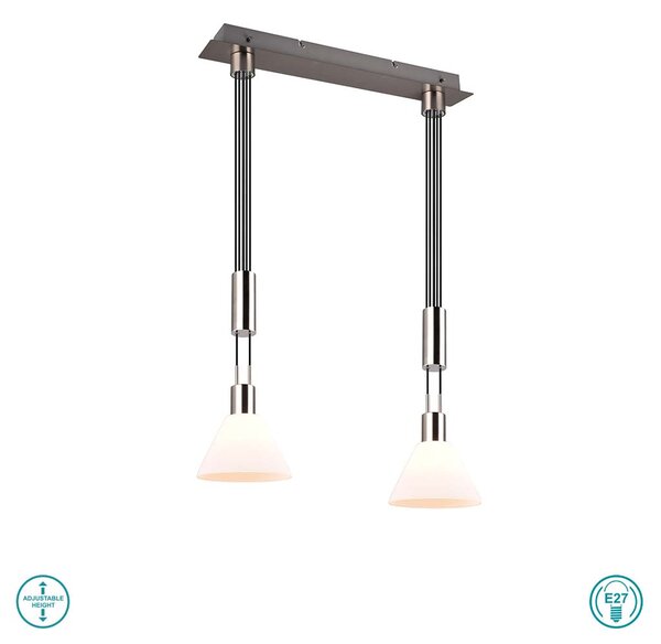 Φωτιστικό Κρεμαστό Trio Lighting Stanley 319500207 Νίκελ Ματ με Λευκό Γυαλί