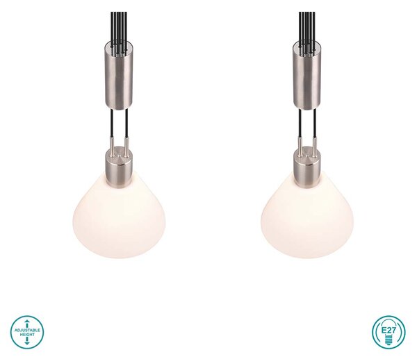 Φωτιστικό Κρεμαστό Trio Lighting Stanley 319500207 Νίκελ Ματ με Λευκό Γυαλί
