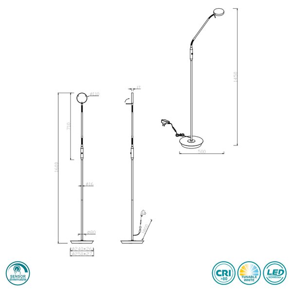 Φωτιστικό Δαπέδου Trio Lighting Monza 423310131 Λευκό Ματ