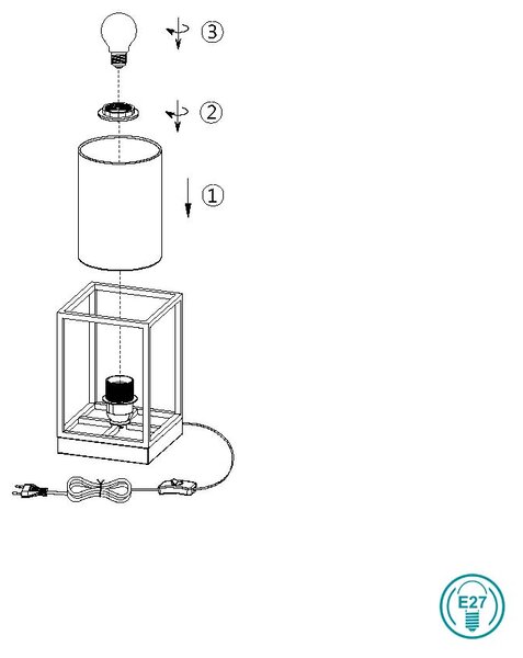 Λάμπα Επιτραπέζια Trio Lighting Ross 503100144 Μαύρο Ματ με Αμπαζούρ