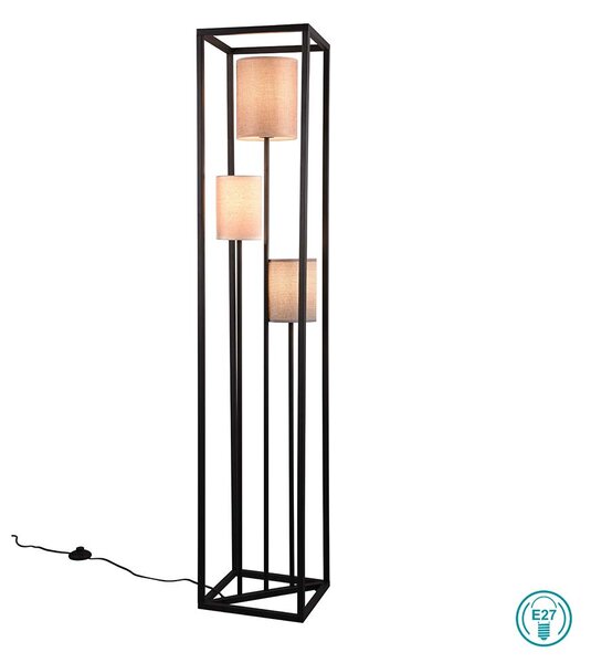 Φωτιστικό Δαπέδου Trio Lighting Ross 403100317 Μαύρο Ματ με Αμπαζούρ