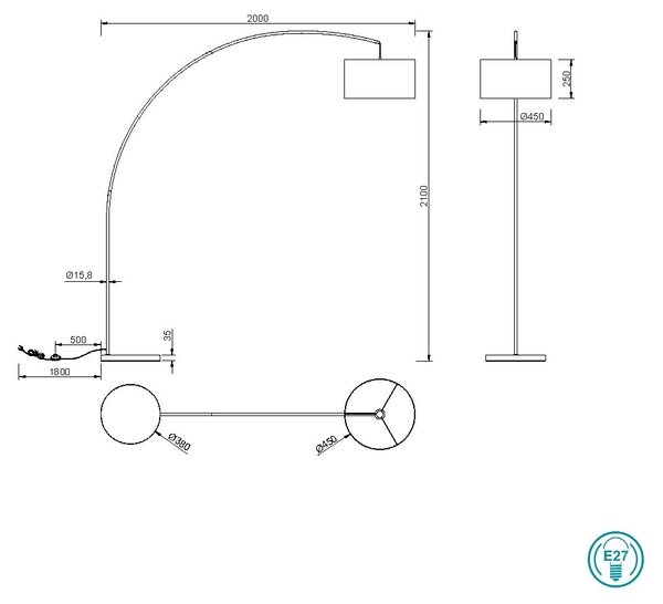 Φωτιστικό Δαπέδου Trio Lighting Mansur 419200141 Μαύρο Ματ με Τοπέ Αμπαζούρ