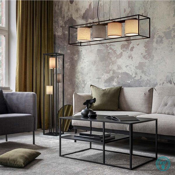 Φωτιστικό Δαπέδου Trio Lighting Ross 403100317 Μαύρο Ματ με Αμπαζούρ