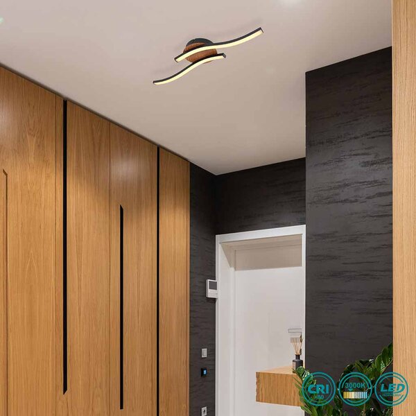 Φωτιστικό Οροφής Globo Lighting Evita 67171-12 Μαύρο Ματ και Απομίμηση Ξύλου