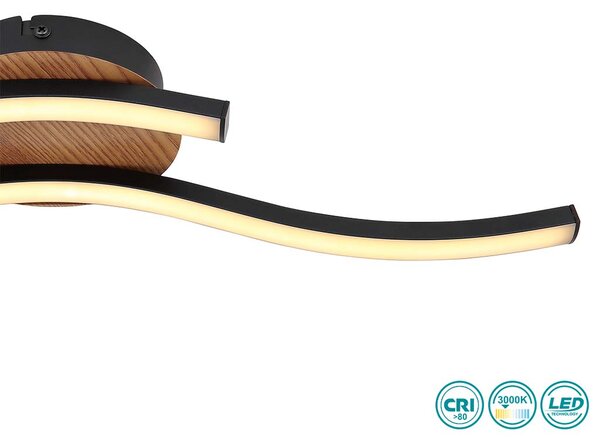 Φωτιστικό Οροφής Globo Lighting Evita 67171-12 Μαύρο Ματ και Απομίμηση Ξύλου