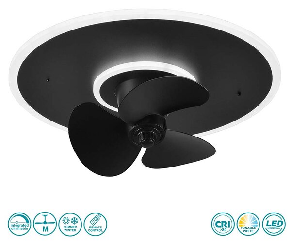 Ανεμιστήρας Οροφής RL Lighting Nybro R64133132 Μαύρος Ματ με Φως