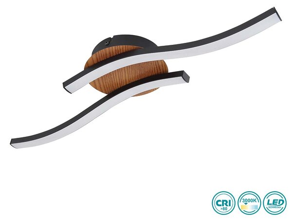 Φωτιστικό Οροφής Globo Lighting Evita 67171-12 Μαύρο Ματ και Απομίμηση Ξύλου