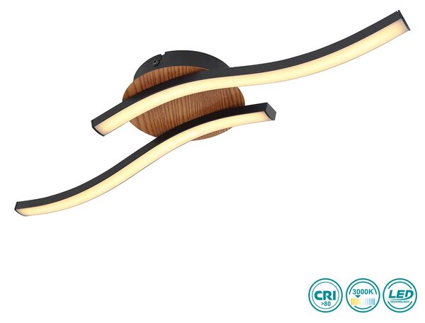 Φωτιστικό Οροφής Globo Lighting Evita 67171-12 Μαύρο Ματ και Απομίμηση Ξύλου