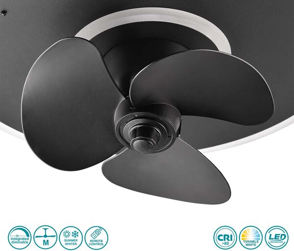 Ανεμιστήρας Οροφής RL Lighting Nybro R64133132 Μαύρος Ματ με Φως