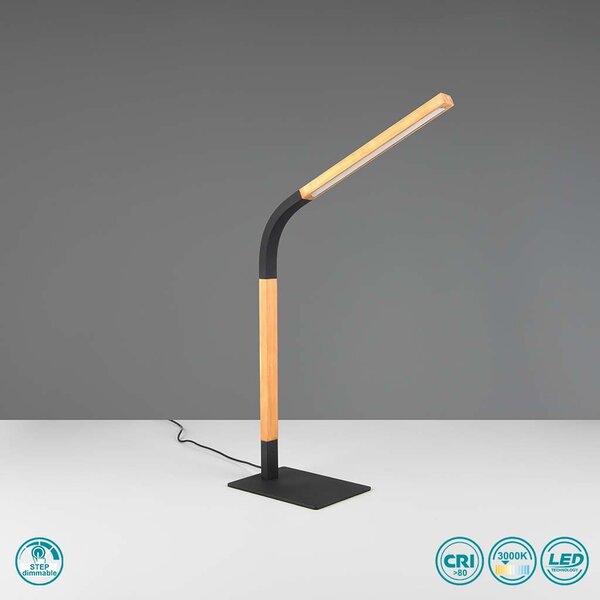 Πορτατίφ Γραφείου Trio Lighting Norris 545210132 Μαύρο με Ξύλο