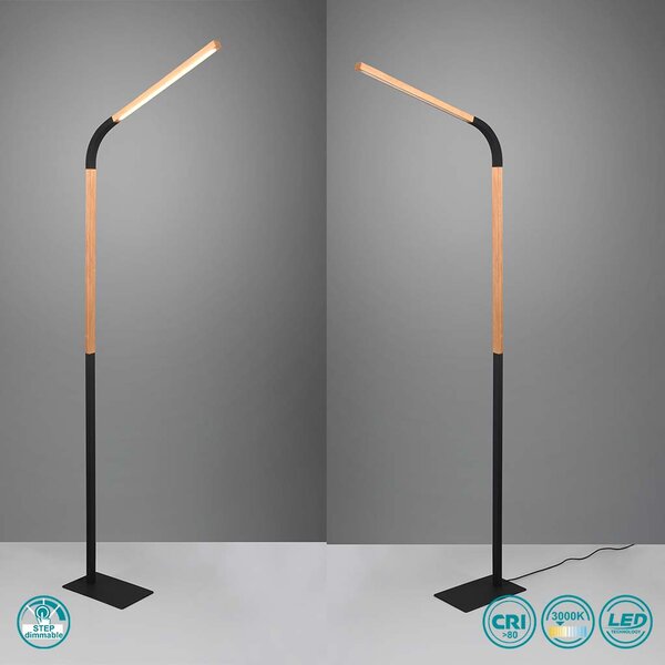 Φωτιστικό Δαπέδου Trio Lighting Norris 445210132 Μαύρο με Ξύλο