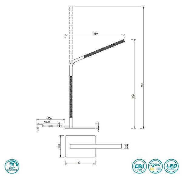 Πορτατίφ Γραφείου Trio Lighting Norris 545210132 Μαύρο με Ξύλο