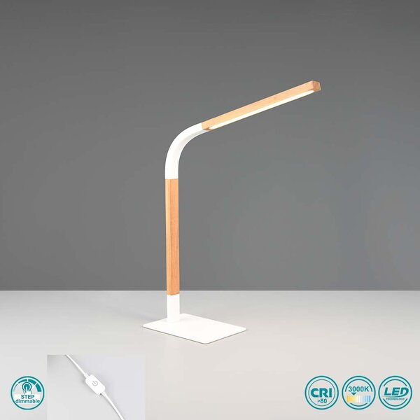 Πορτατίφ Γραφείου Trio Lighting Norris 545210131 Λευκό με Ξύλο
