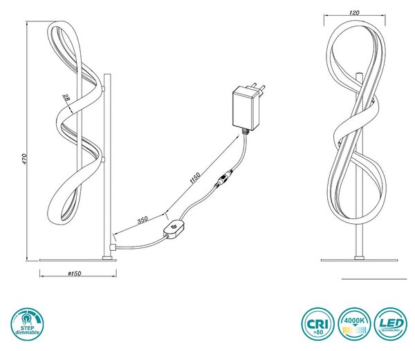 Λάμπα Επιτραπέζια RL Lighting Padua R57281106 Χρώμιο (4000K)