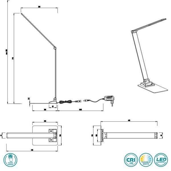Πορτατίφ Γραφείου Trio Lighting Travis 545310132 Μαύρο Ματ