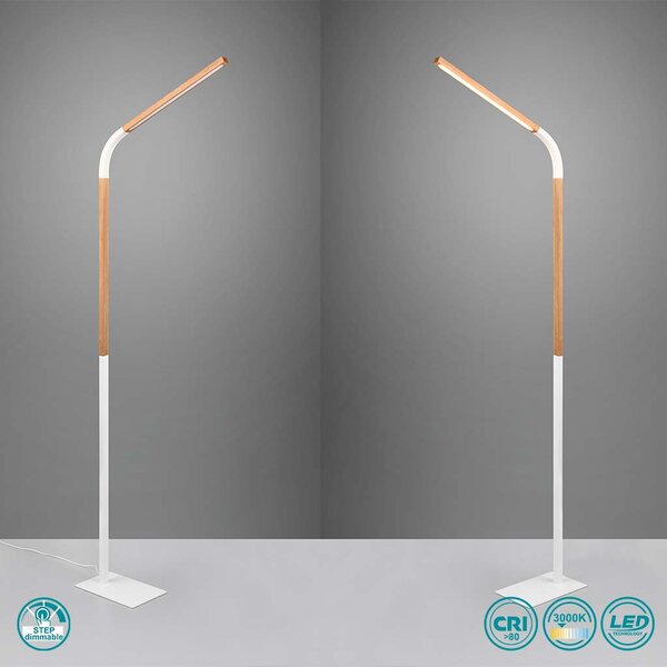 Φωτιστικό Δαπέδου Trio Lighting Norris 445210131 Λευκό με Ξύλο