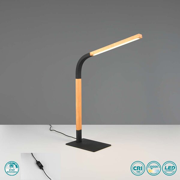 Πορτατίφ Γραφείου Trio Lighting Norris 545210132 Μαύρο με Ξύλο