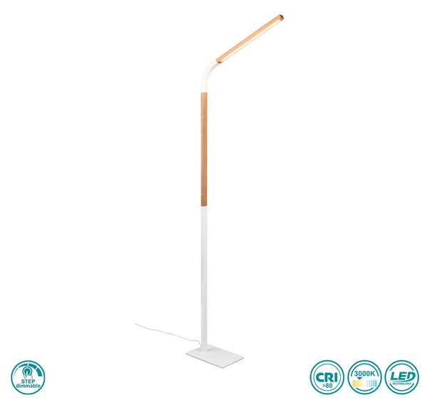 Φωτιστικό Δαπέδου Trio Lighting Norris 445210131 Λευκό με Ξύλο