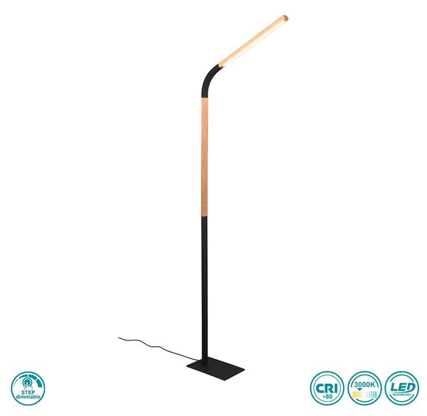 Φωτιστικό Δαπέδου Trio Lighting Norris 445210132 Μαύρο με Ξύλο