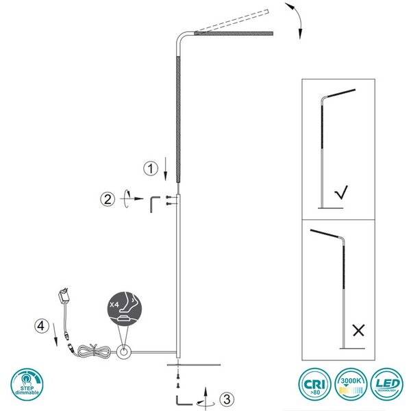 Φωτιστικό Δαπέδου Trio Lighting Norris 445210131 Λευκό με Ξύλο