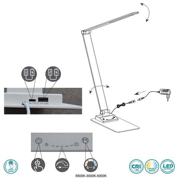 Πορτατίφ Γραφείου Trio Lighting Travis 545310132 Μαύρο Ματ