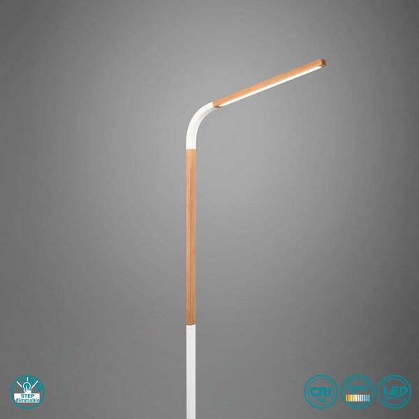 Φωτιστικό Δαπέδου Trio Lighting Norris 445210131 Λευκό με Ξύλο