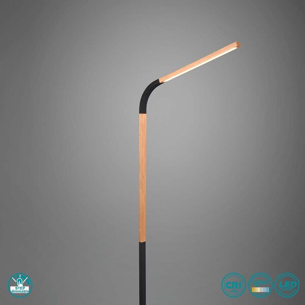 Φωτιστικό Δαπέδου Trio Lighting Norris 445210132 Μαύρο με Ξύλο