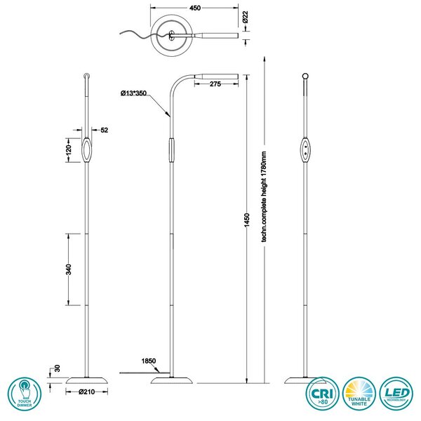 Φωτιστικό Δαπέδου RL Lighting Toro R47641102 Μαύρο